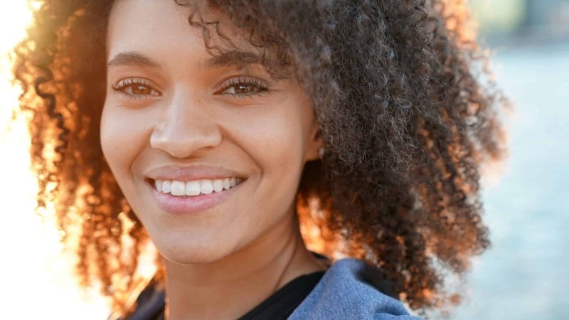 Portrait of beautiful mixed raced girl in Brooklyn heights promenade